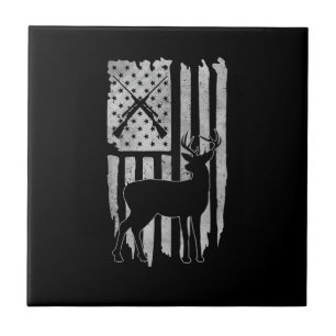 American Flag Deer Hunting Patriotic Hunter Men Wo Ceramic Tile