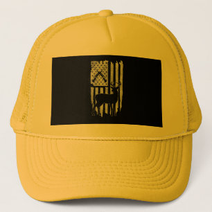 American Flag Deer Hunting Patriotic Hunter Men Wo Trucker Hat