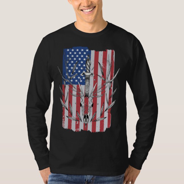 American Flag Deer Hunting T-Shirt (Front)