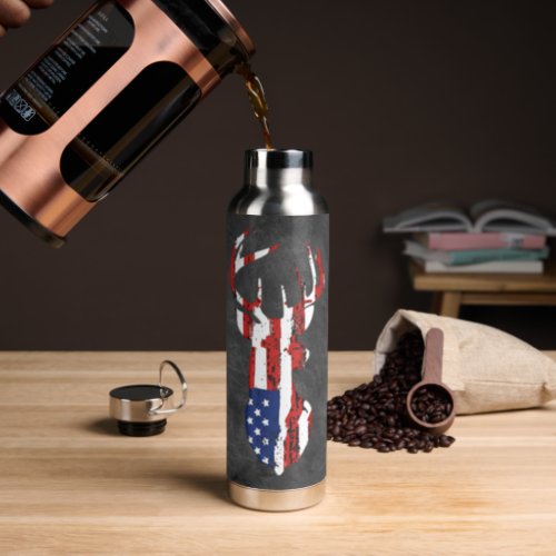 American Flag Deer Water Bottle