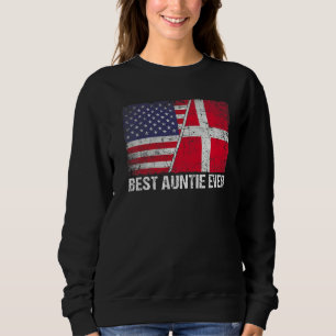American Flag & Denmark Flag Best Auntie Ever Fami Sweatshirt