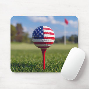 American Flag Design on a Golf Ball Mouse Pad