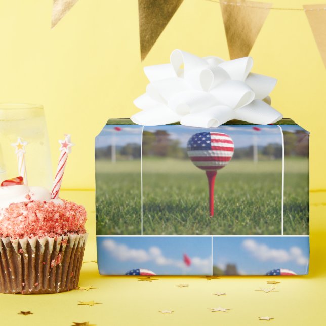 American Flag Design on a Golf Ball Wrapping Paper (Birthday Party)