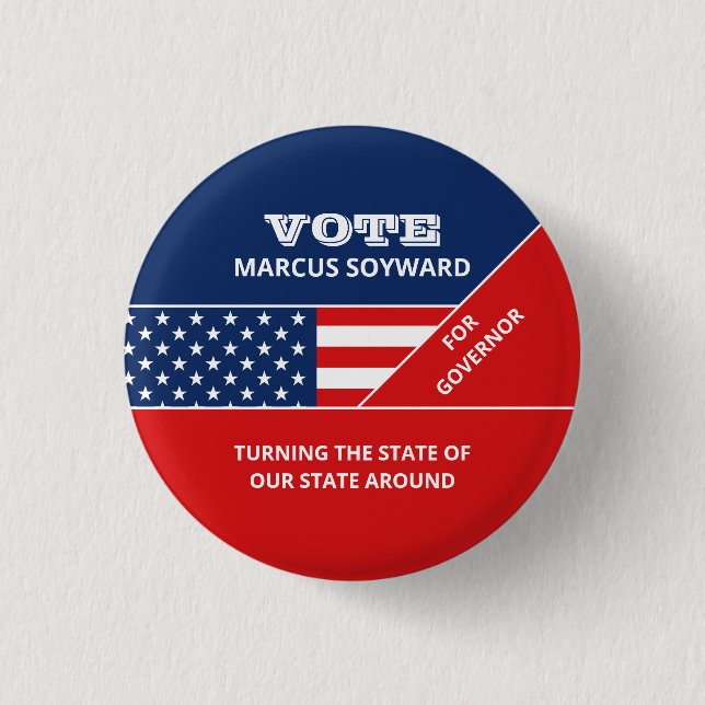 American Flag Design, Political Campaign Advert Button (Front)