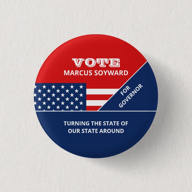 American Flag Design, Political Campaign Advert Button (Front)