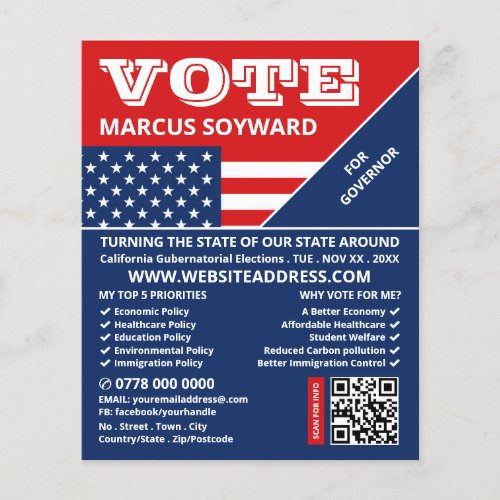 American Flag Design Political Campaigner Advert Flyer