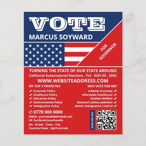 American Flag Design Political Campaigner Advert Flyer