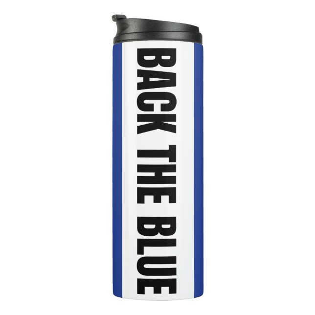 American Flag Design Supporting Law Enforcement Thermal Tumbler (Rotated Right)