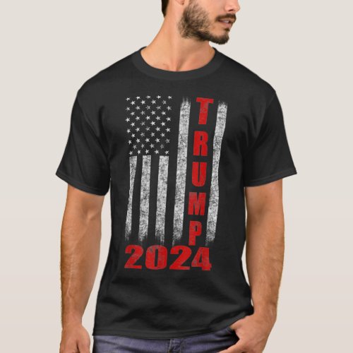 American Flag Design Trump 2024   T_Shirt
