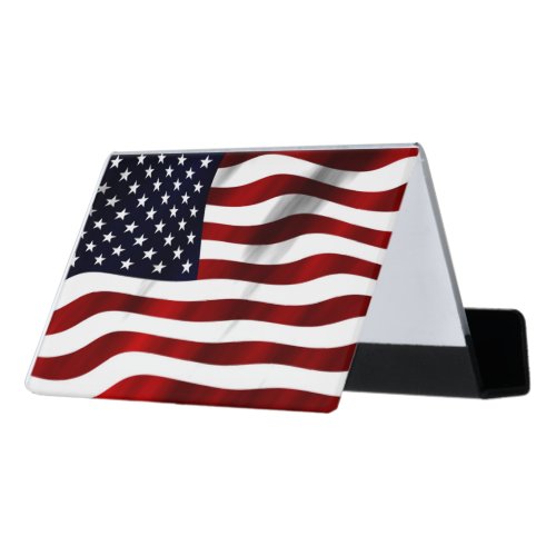 American Flag Desk Business Card Holder