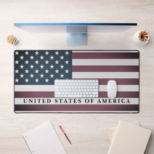 American flag desk mat with custom design text