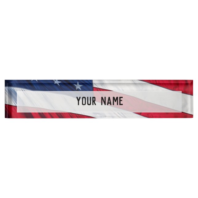 American Flag Desk Name Plate (Front)