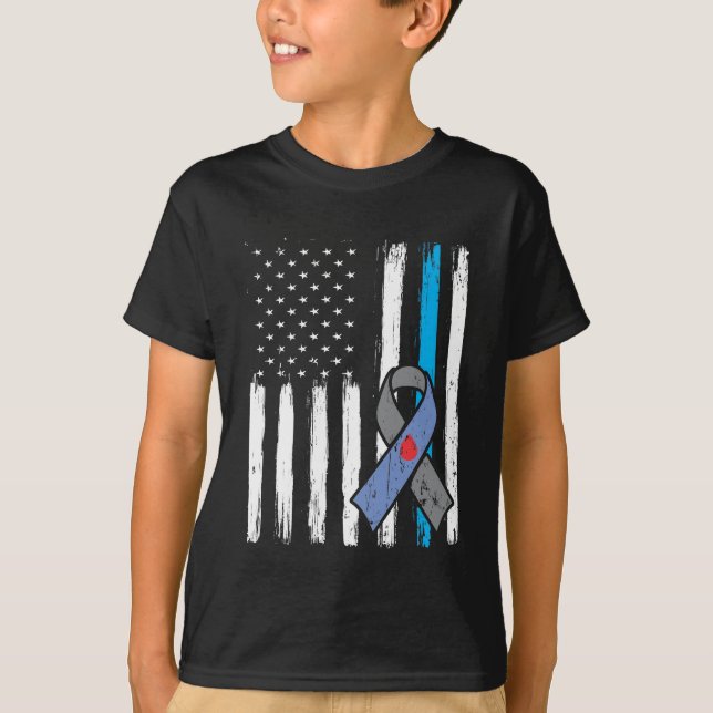 American Flag Diabetic Warrior Diabetes Awareness T-Shirt (Front)