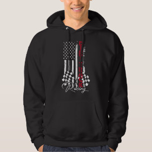 American Flag Dirt Track Racing Car Bike Driver Ra Hoodie
