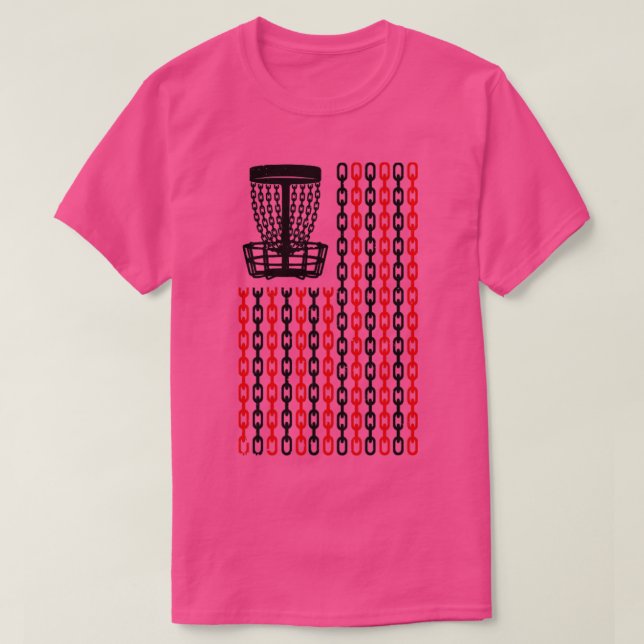 American Flag Disc Golf Player Funny USA Basket Ch T-Shirt (Design Front)