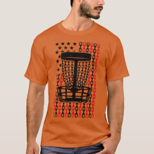 American Flag Disc Golf Player Funny USA Basket Ch T-Shirt