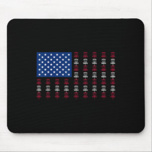 American Flag Disc Golf Player Men Women Fourth Of Mouse Pad