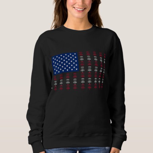 American Flag Disc Golf Player Men Women Fourth of Sweatshirt