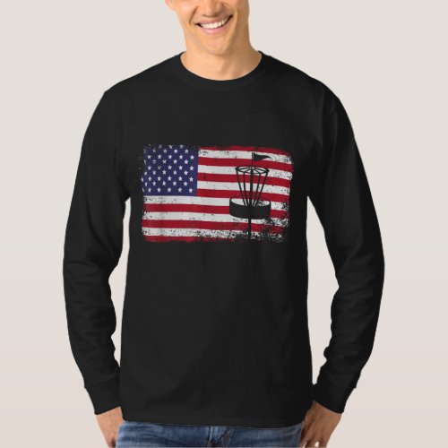 american flag disc golf usa flag disc golf T_Shirt