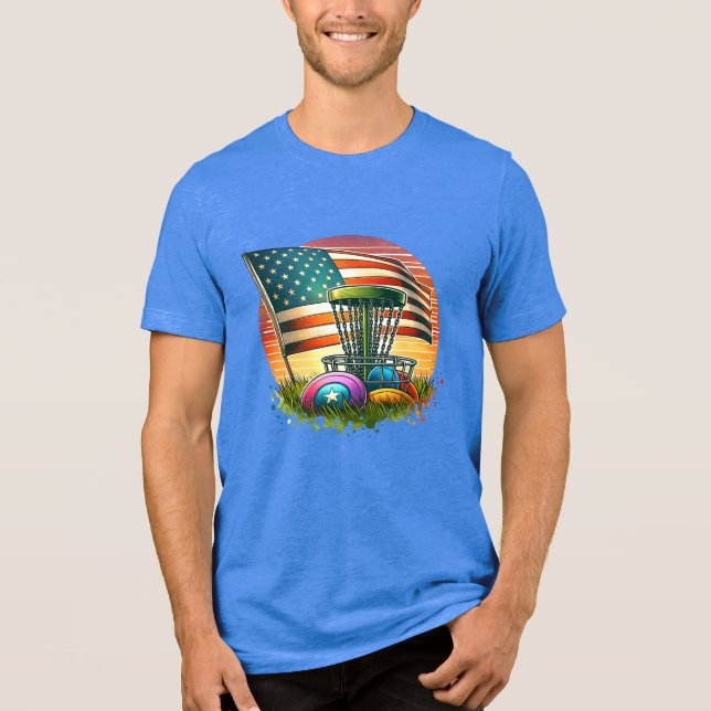American Flag Disc Golf Vintage Sun Tri-Blend Shirt (Front)