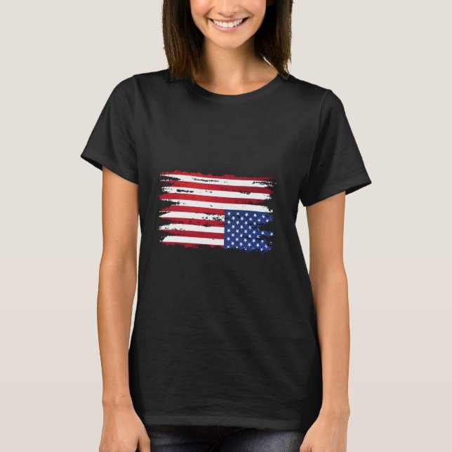 american flag distress upside down patriotic USA 4 T-Shirt (Front)