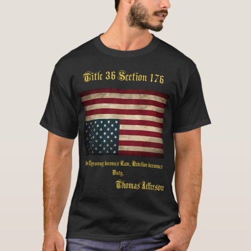 American Flag Distress Upside Down Thomas Jefferso T_Shirt