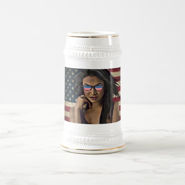 American Flag Distressed  Beer Stein (Center)