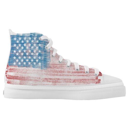 American Flag Distressed High Tops (Left Shoe Inside)