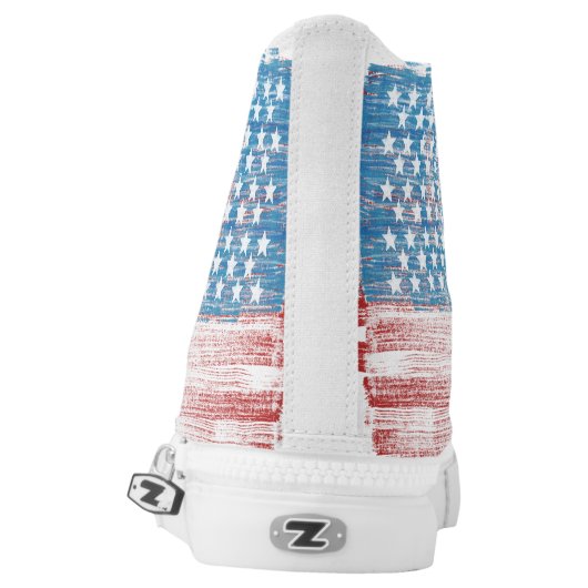 American Flag Distressed High Tops (Left Shoe Back)