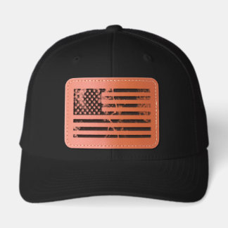 American Flag Distressed Leather Patch Hat