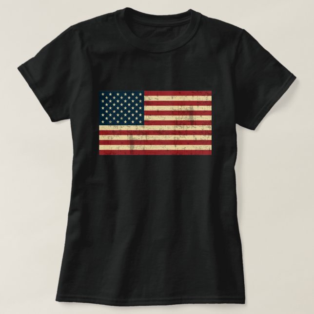 American Flag Distressed T-Shirt (Design Front)
