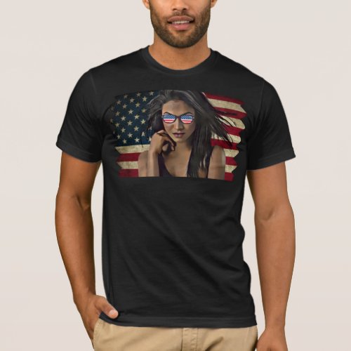 American Flag Distressed  T_Shirt