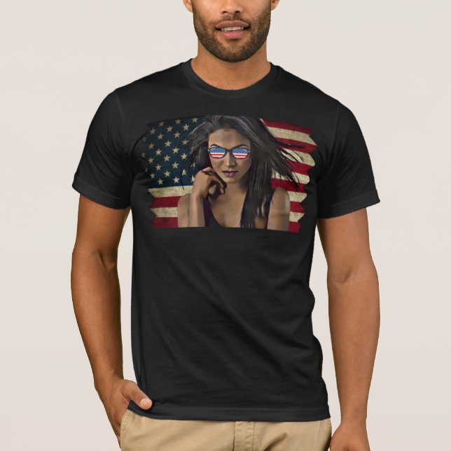 American Flag Distressed  T-Shirt (Front)