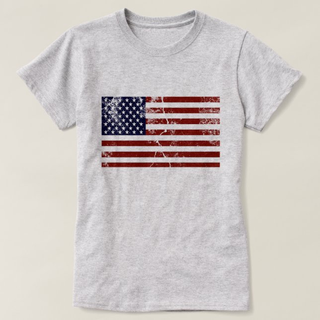 American Flag Distressed T-Shirt (Design Front)
