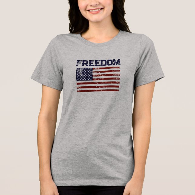 American Flag Distressed T-Shirt Tri-Blend Shirt (Front)