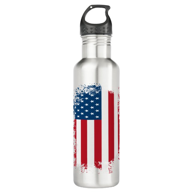 American Flag Distressed - United States Stainless Steel Water Bottle (Front)