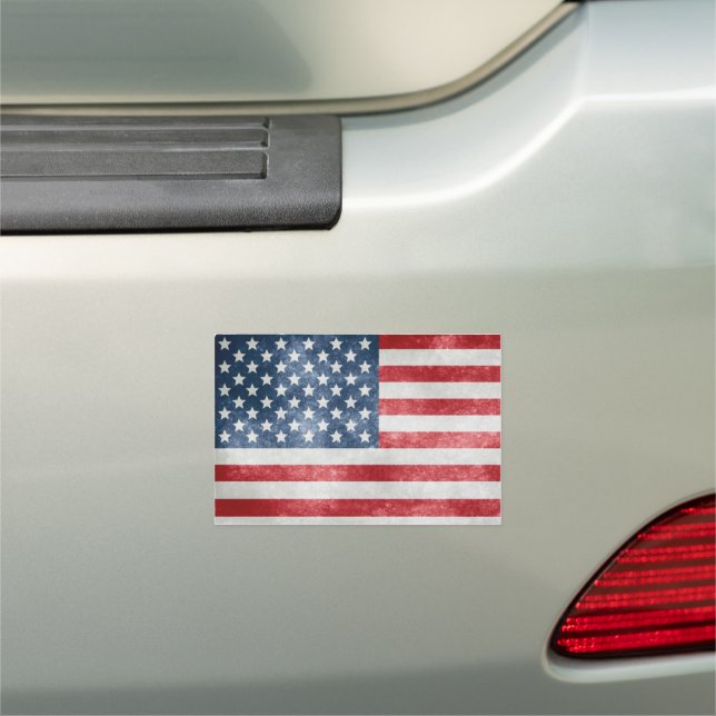 American Flag Distressed Vintage Patriotic Car Magnet (In Situ)