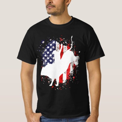 American Flag Distressed Western Rodeo Bull Rider  T_Shirt
