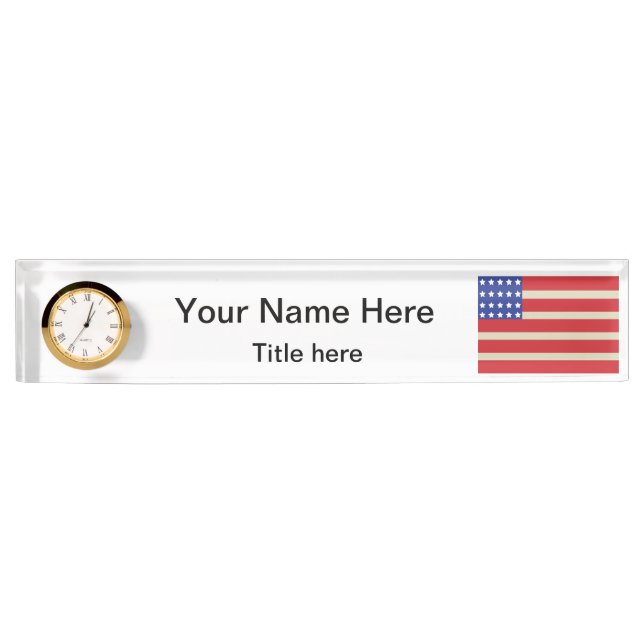 American Flag | DIY Name and Title Name Plate (Front)