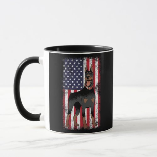 American Flag Doberman Pinscher 4th of July Dog Mug