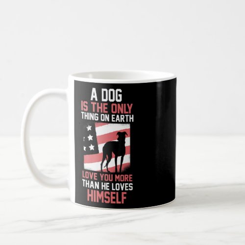 American Flag Dog Greyhound  Coffee Mug