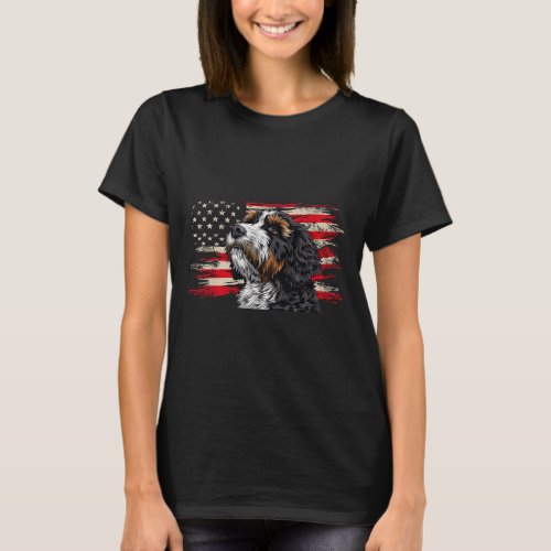 American Flag Dog Lover 4th Of July  T_Shirt