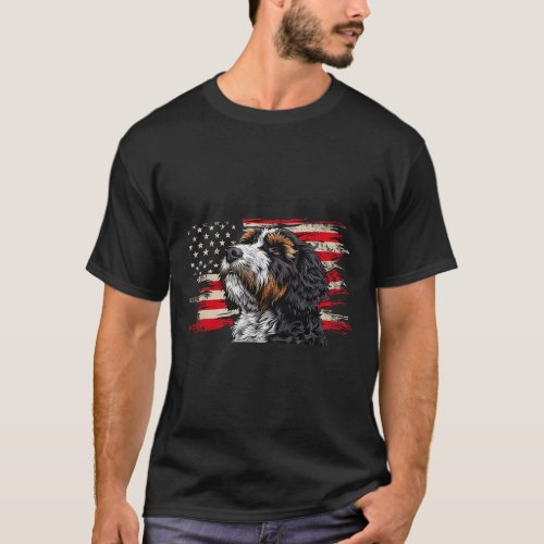 American Flag Dog Lover 4th Of July  T_Shirt