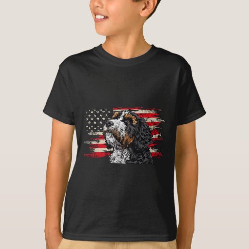 American Flag Dog Lover 4th Of July  T_Shirt