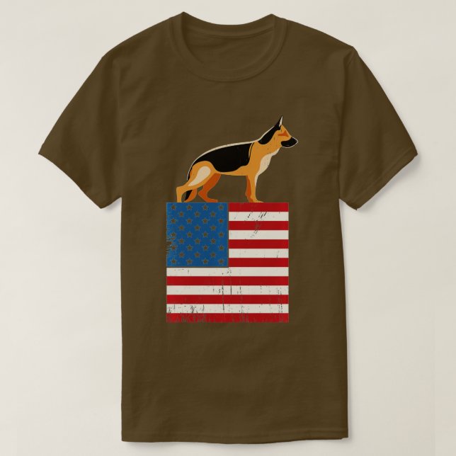 American Flag Dog Lover I Patriotic German Shepher T-Shirt (Design Front)