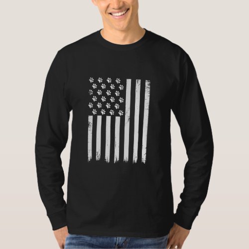 American Flag Dog Mom Dog Lover Usa Flag Retro Vin T_Shirt