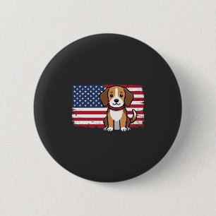 American Flag Dog Patriotic Vector Button