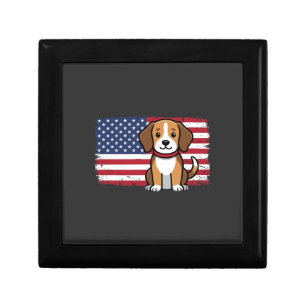 American Flag Dog Patriotic Vector Gift Box