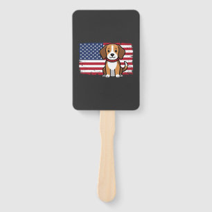 American Flag Dog Patriotic Vector Hand Fan