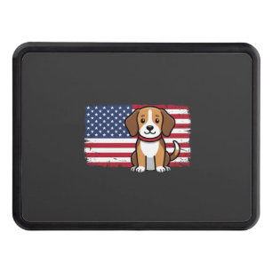 American Flag Dog Patriotic Vector Hitch Cover